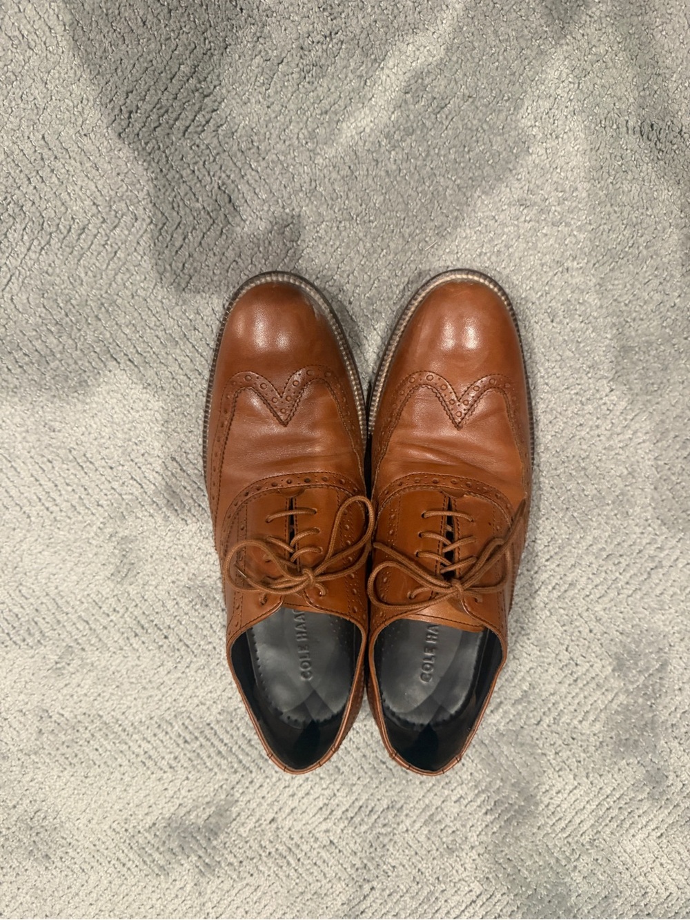Cole Haan Men’s 8 1/2 Tan Leather Wingtip Derby Shoes